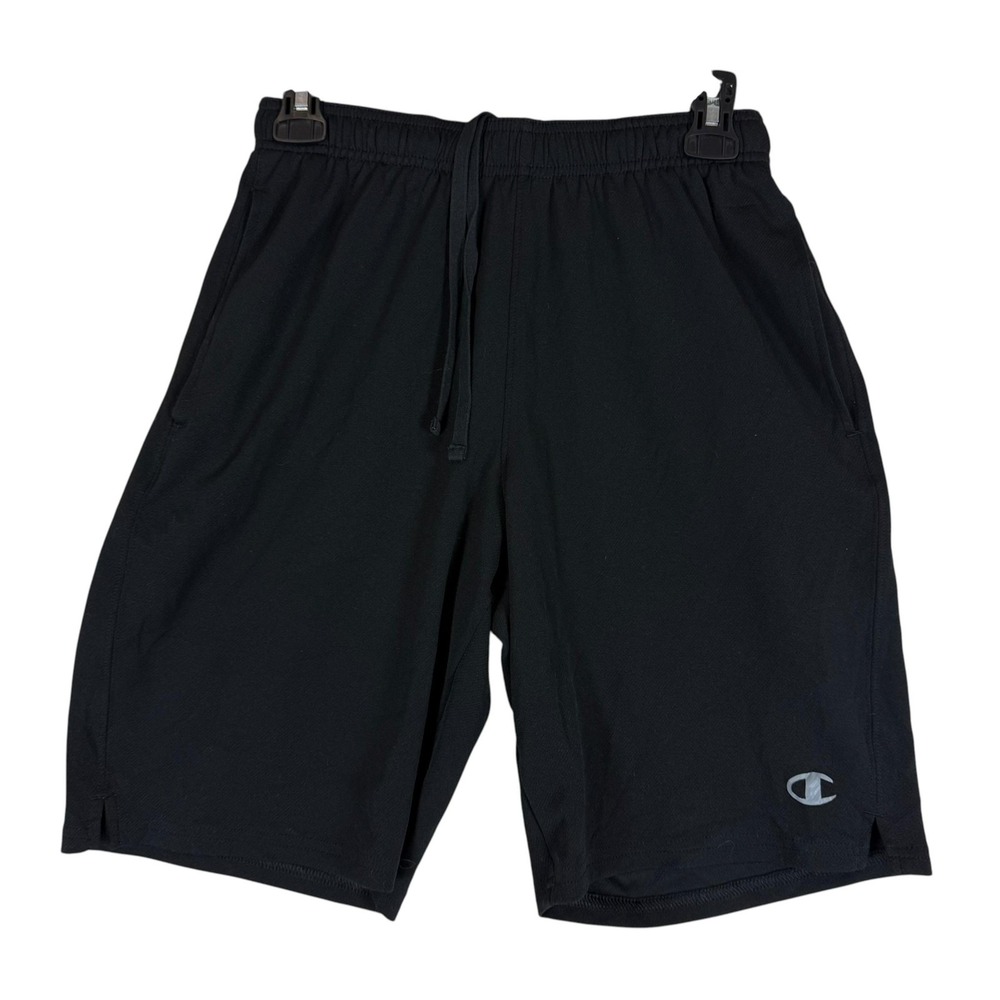 Champion Shorts Boys Small Black Jersey 9 Inseam Pockets Running Athletic
